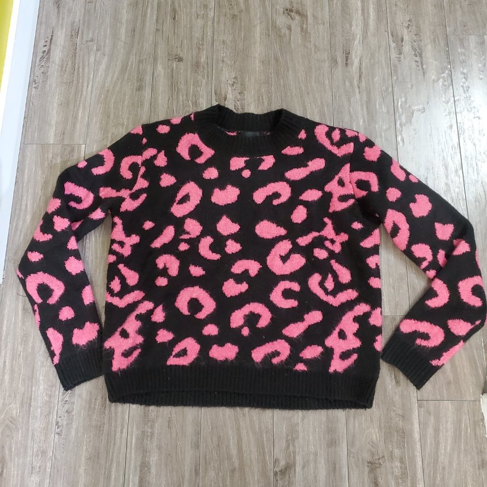 Line and Dot bright leopard pink sweater